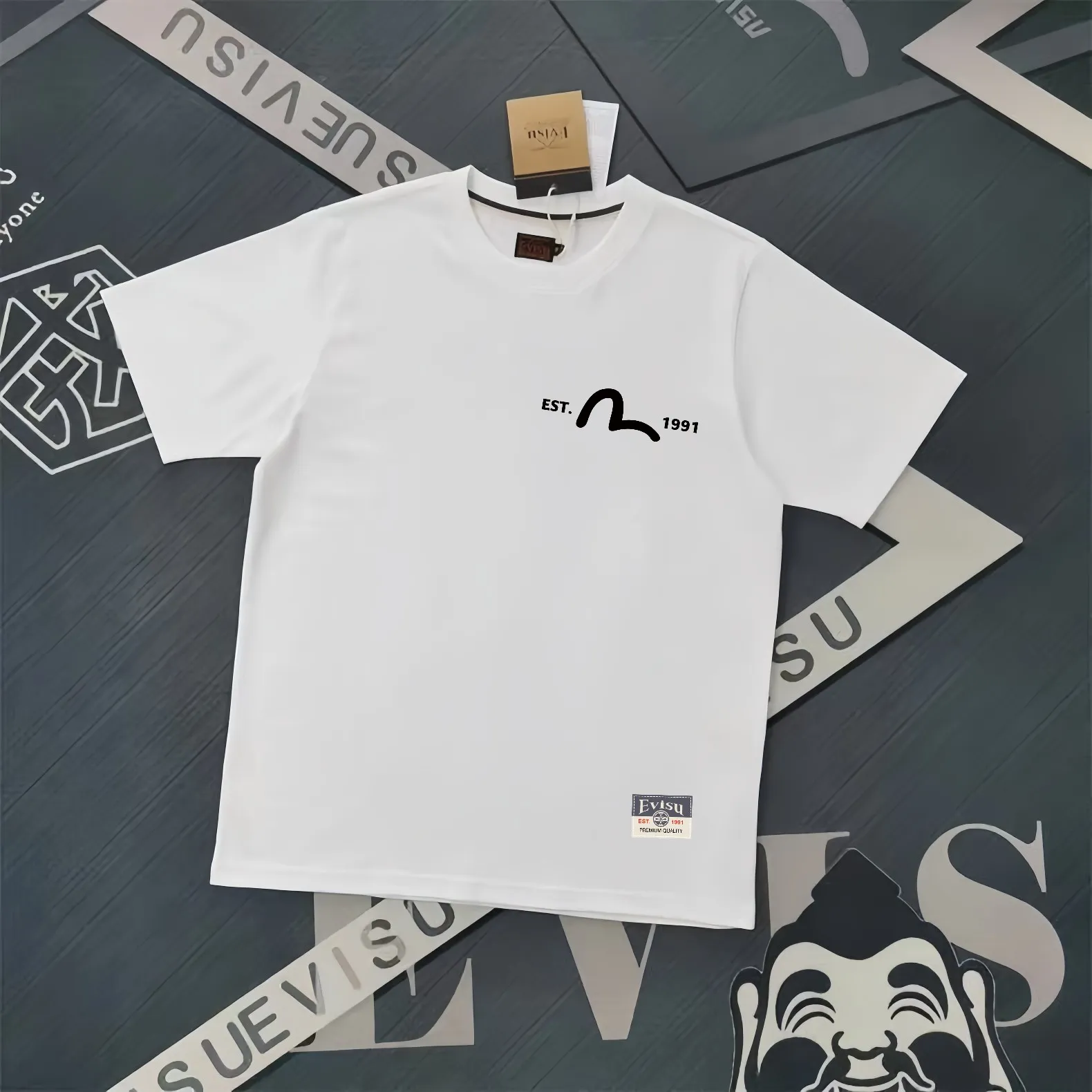 Evisu 2025New Arrival T ⚠ Quality⚠ Same Style T 。 ，Black S-XXL，White S-XXL，Gray M-XXL，Red S-XXL， Red M-XXL
